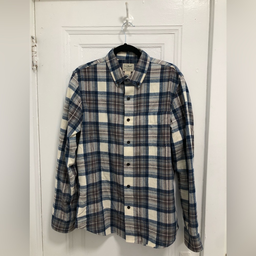 L.L.Bean Plaid Button Down Slim Fit Shirt